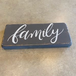 Hand Painted Calligraphy Home Decor Family Sign Gray and White